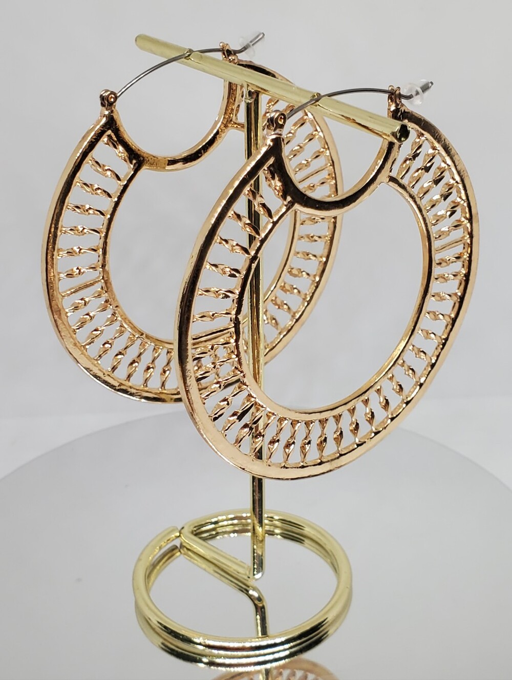 NEW! 14K Gold Plated Statement Filigree Ethnic Large Hoop Earrings-Women Jewelry